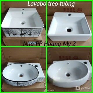 LAVABO MINI NHỎ Chậu rửa mặt lavabo góc treo tường, men NANO trắng sáng chống ố chống bám bẩn