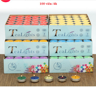 Nến viên,Nến Tealing 2h,4h [50-100 viên]không khói,thơm nhiều màu [vàng,đỏ,trắng,xanh lam,xanh lá,tím,đen]