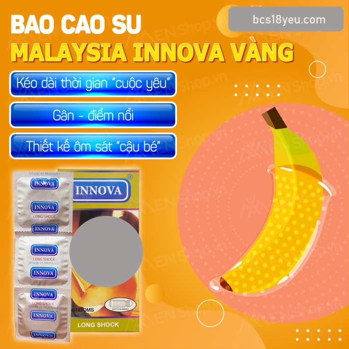 Quà tặng bao 6 bi - Bao cao su Innova vàng gân gai kéo dài thời gian hiệu quả hộp 12 cái