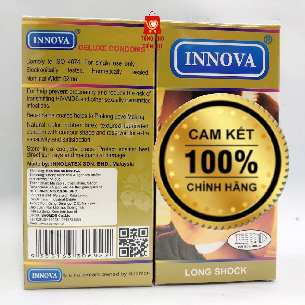 Quà tặng bao 6 bi - Bao cao su Innova vàng gân gai kéo dài thời gian hiệu quả hộp 12 cái