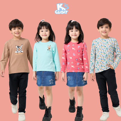 Combo 3 Áo Dài Tay K'S CLOSET Chất Liệu Cotton Dành Cho Bé Trai và Bé Gái Từ 11-46kg (2-14 tuổi) CBA03FOF