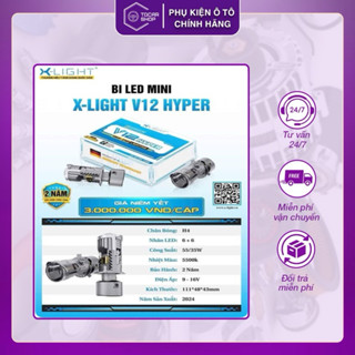 Bi Cầu Mini Chân H4 Xlight V12 Hyper Dành Cho Ô Tô Và Xe Máy (Công Suất Cos 35W/Pha 55W,Bảo Hành 2 Năm)