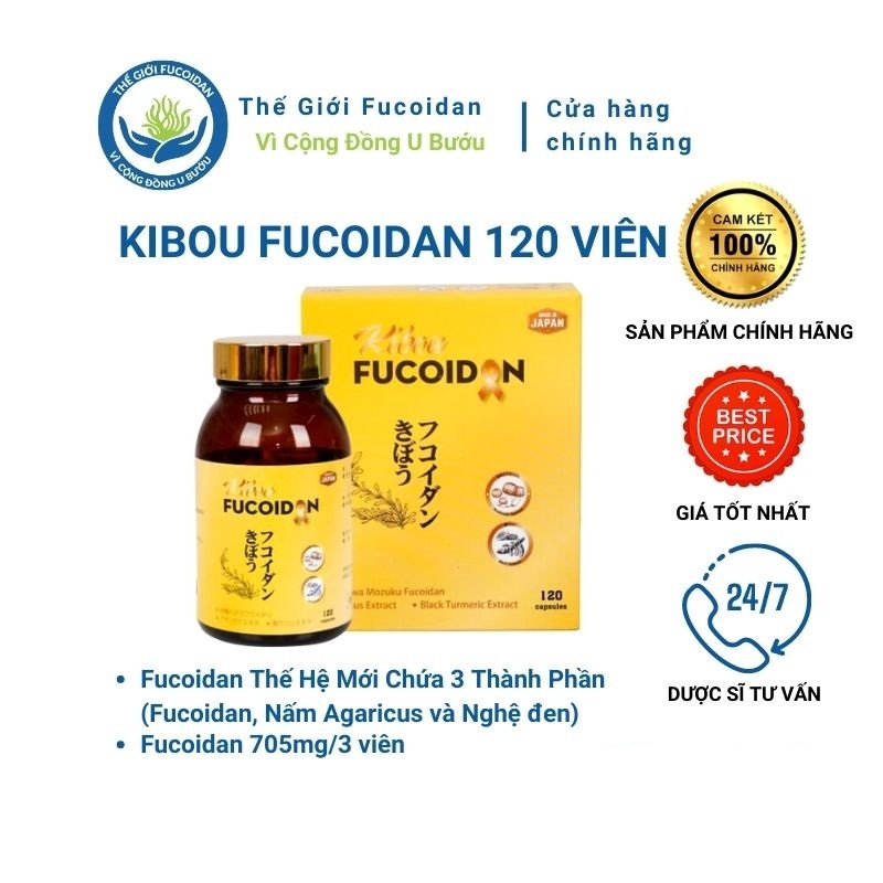 Kibou Fucoidan Nghệ đen - Tăng cường đề kháng, hỗ trợ u bướu