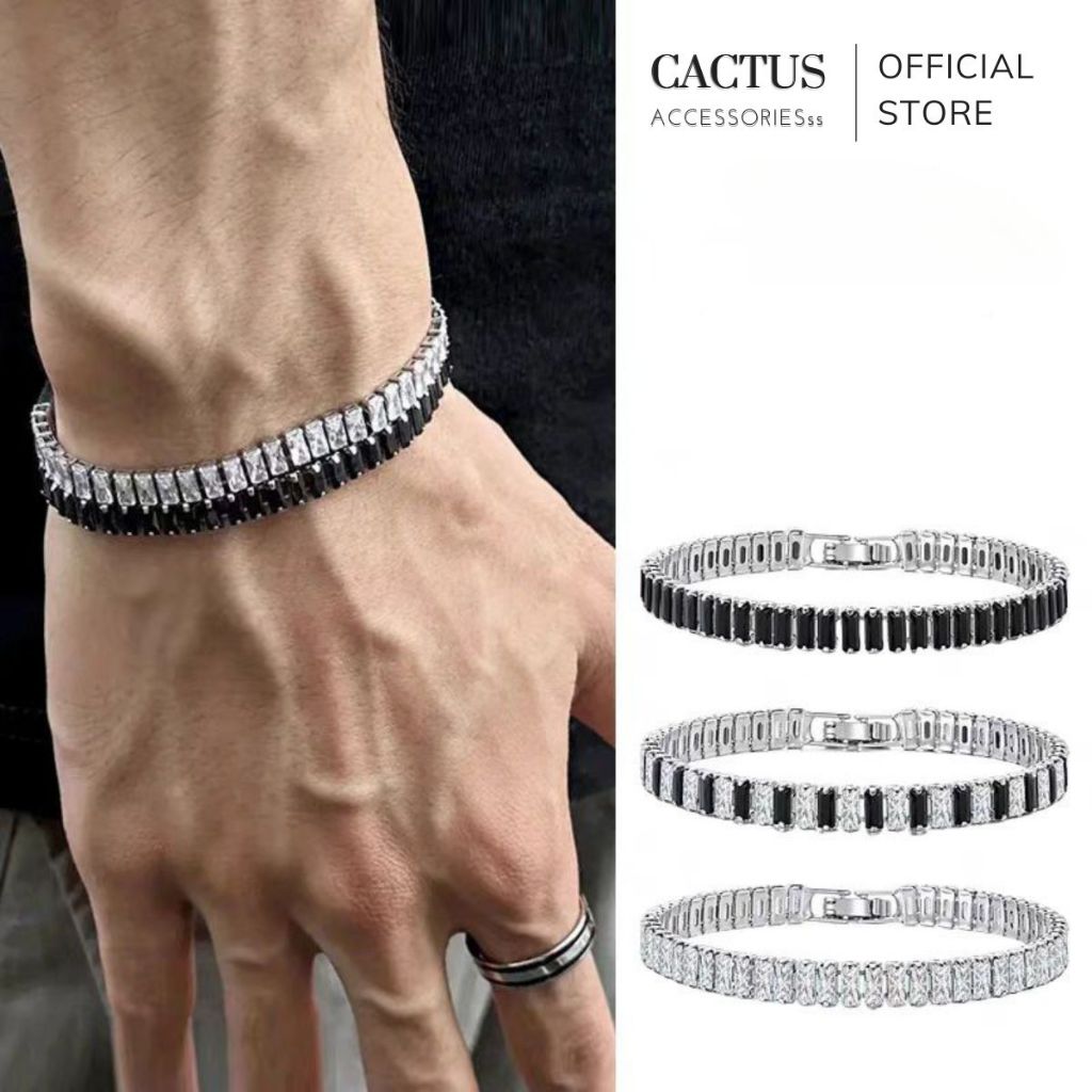 Vòng tay tennis đính đá, Lắc tay đá Zircon Unisex nam nữ, thép titan không gỉ - Cactus Accessories