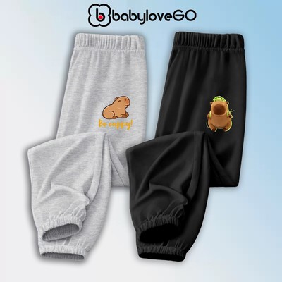 Quần dài bé trai BabyloveGO,quần jogger thu đông chất thun cotton cạp chun cho giãn in hình Capybara độc đáo