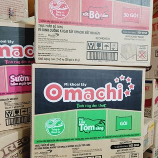 Thùng mì Omachi vị bắp bò dưa chua, bò hầm, sườn, tôm chua cay 30 gói