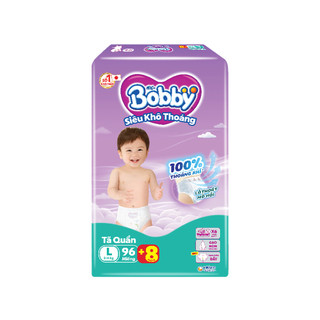 [Tặng thêm 8 miếng] Tã/bỉm quần Bobby 3mm Gạo non L96