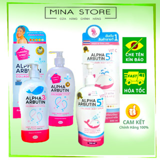  Sữa dưỡng thể Alpha Arbutin trắng da dưỡng ẩm 3 Plus Collagen Lotion 500ml Thái lan - Mina Store 