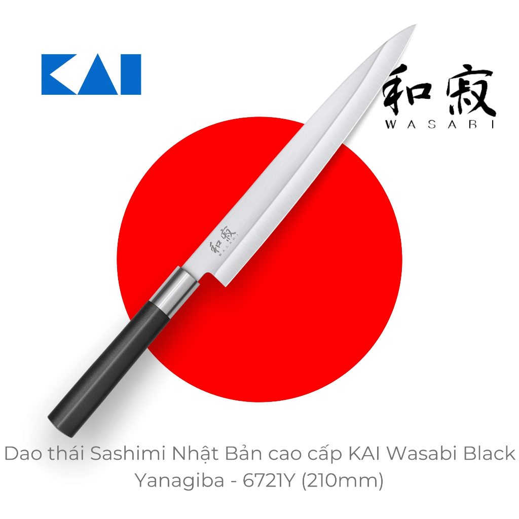 Dao thái Sashimi Nhật Bản cao cấp KAI Wasabi Black Yanagiba - 6721Y (210mm)