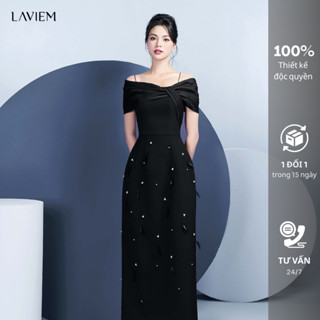 LAVIEM - Váy trễ vai đính ngọc trai, lông vũ Lavar Dress