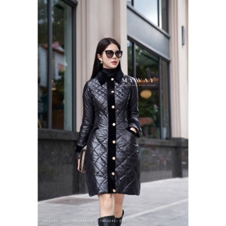 Áo Phao Nữ MY WAY Bóng Dáng Dài Phối Nhung Sang Trọng 1MAP292W DE0