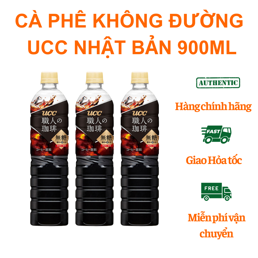 Cà phê đen không đường UCC 900ml số 1 Nhật Bản, cà phê đen pha sẵn thơm ngon