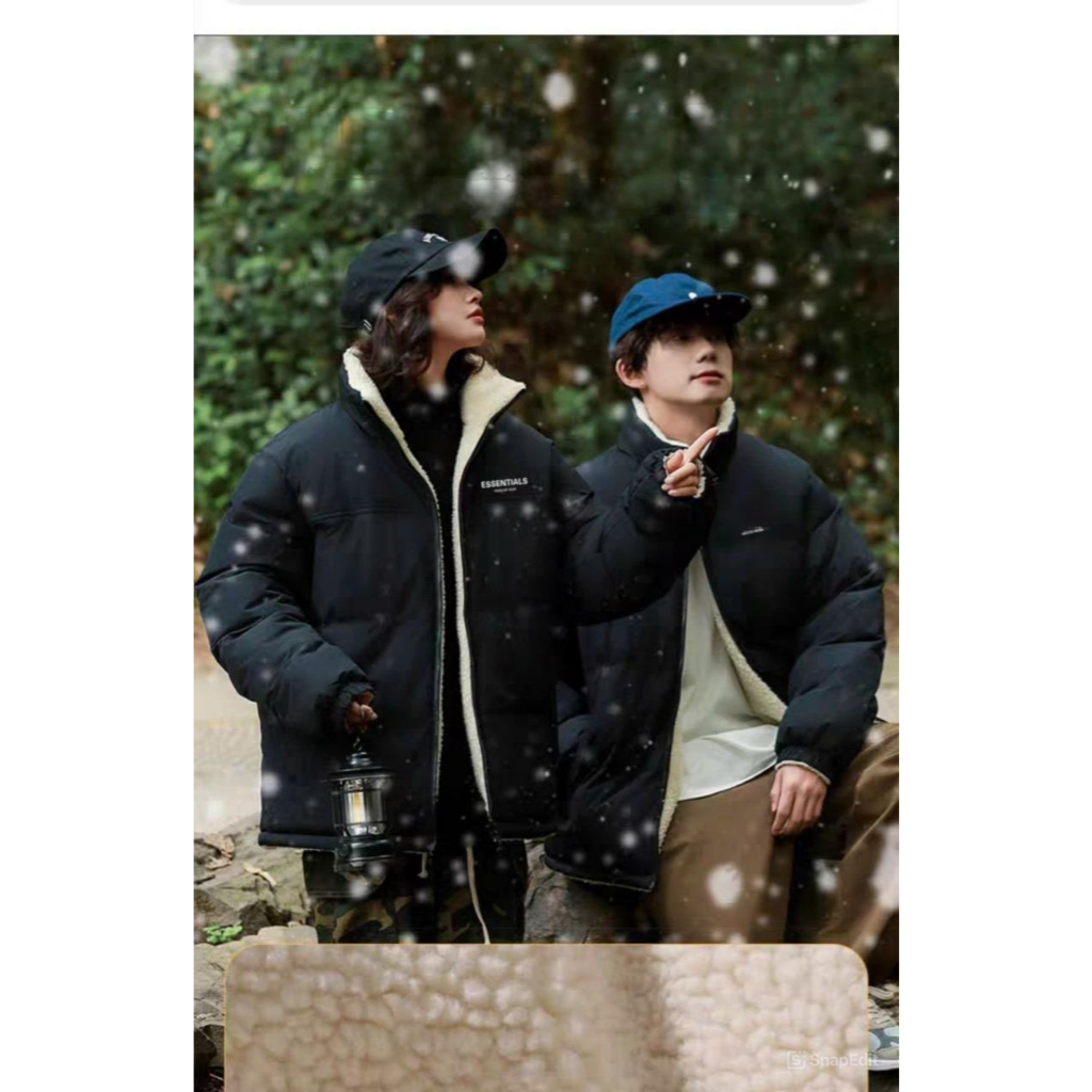 Áo khoác unisex lót lông cừu ESSENTIALS ⚡  ̀     ̂́  ⚡ Nam nữ đều mặc được, dày dặn siêu ấm