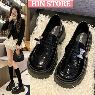Giày Oxford nữ đế cao 6cm da bóng đính nơ, giày chụp kỉ yếu nữ hottrend phong cách Hàn Quốc MS15