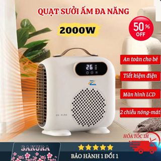 Máy sưởi mùa đông Zlife, quạt sưởi ấm 2 chiều nóng mát công suất 2000W màn hình LCD tiết kiệm điện