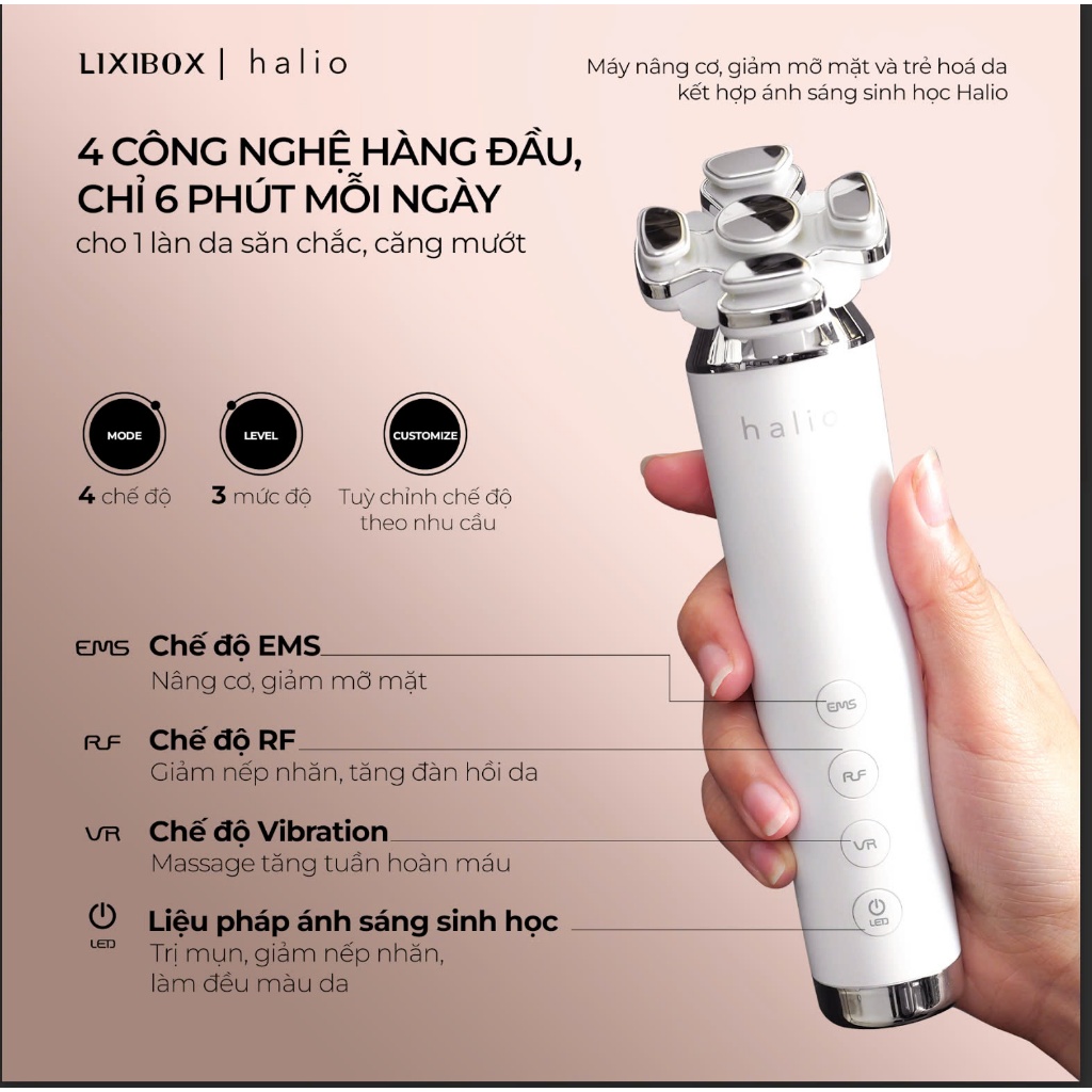 [SPLIVE] Máy Nâng Cơ, Giảm Mỡ Mặt & Trẻ Hoá Da Kết Hợp Ánh Sáng Sinh Học Halio RevitaWave Skin Rejuvenator | BigBuy360 - bigbuy360.vn