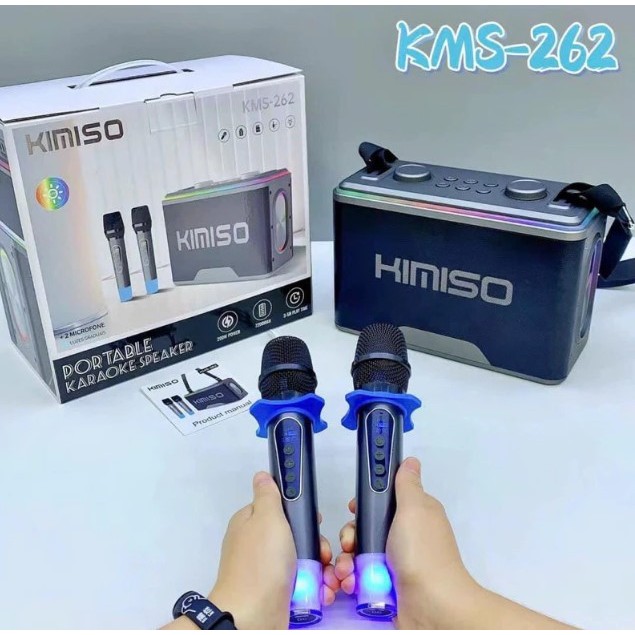 Loa Karaoke Xách Tay Kimiso 262- Kèm 2 Mic Không Dây, Âm Thanh Vòm Sống Động,Công Suất Mạnh Mẽ 200W ,Pin Từ 4 Đến 6 Giờ