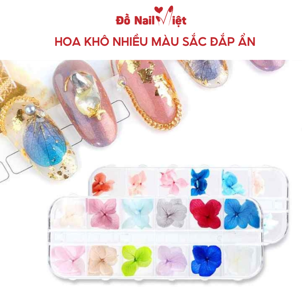 Hoa khô nhiều màu sắc đắp ẩn trang trí móng nail-ĐỒ NAIL VIỆT