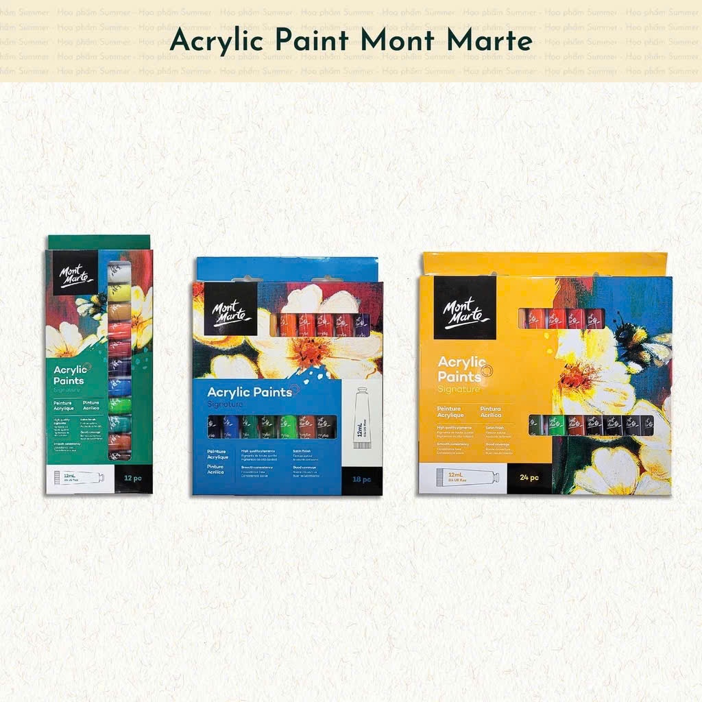 Màu acrylic Mont Marte Úc 12/18/24 pc - 12ml dạng tuýp