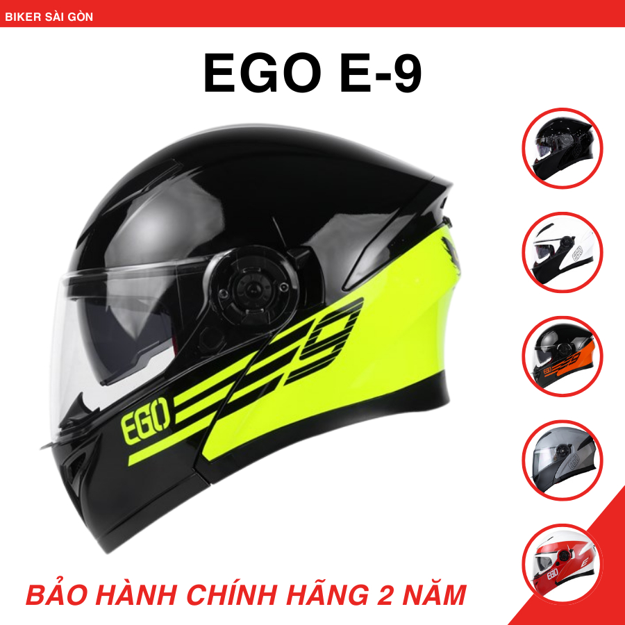 Mũ Bảo Hiểm Nguyên Đầu Lật Hàm EGO E-9 - Biker Sài Gòn