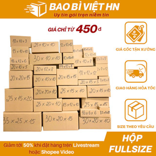 Combo 10 Hộp carton đối khẩu đóng hàng- FULLSIZE, hộp giấy đóng hàng giá rẻ - Bao bì Việt HN