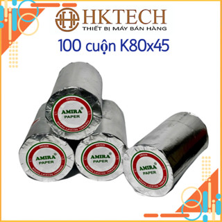 [100 Cuộn] Cuộn Giấy In Hoá Đơn K80x45 Chất Lượng Cao, Giấy In Hoá Đơn K80 Đường Kính 45mm