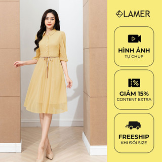 Đầm Dáng Xòe Chiết Eo LAMER Cổ Đức Tay Lỡ L63L22Q012