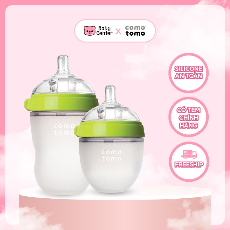 Bình sữa silicone COMOTOMO 150ml/250ml và Set núm ti thay thế
