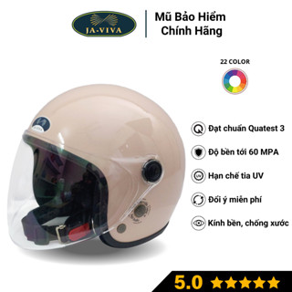 Nón bảo hiểm nam nữ JAVIVA có kính mũ bảo hiểm 3/4 đầu JA08 cao cấp đạt chuẩn Quatest