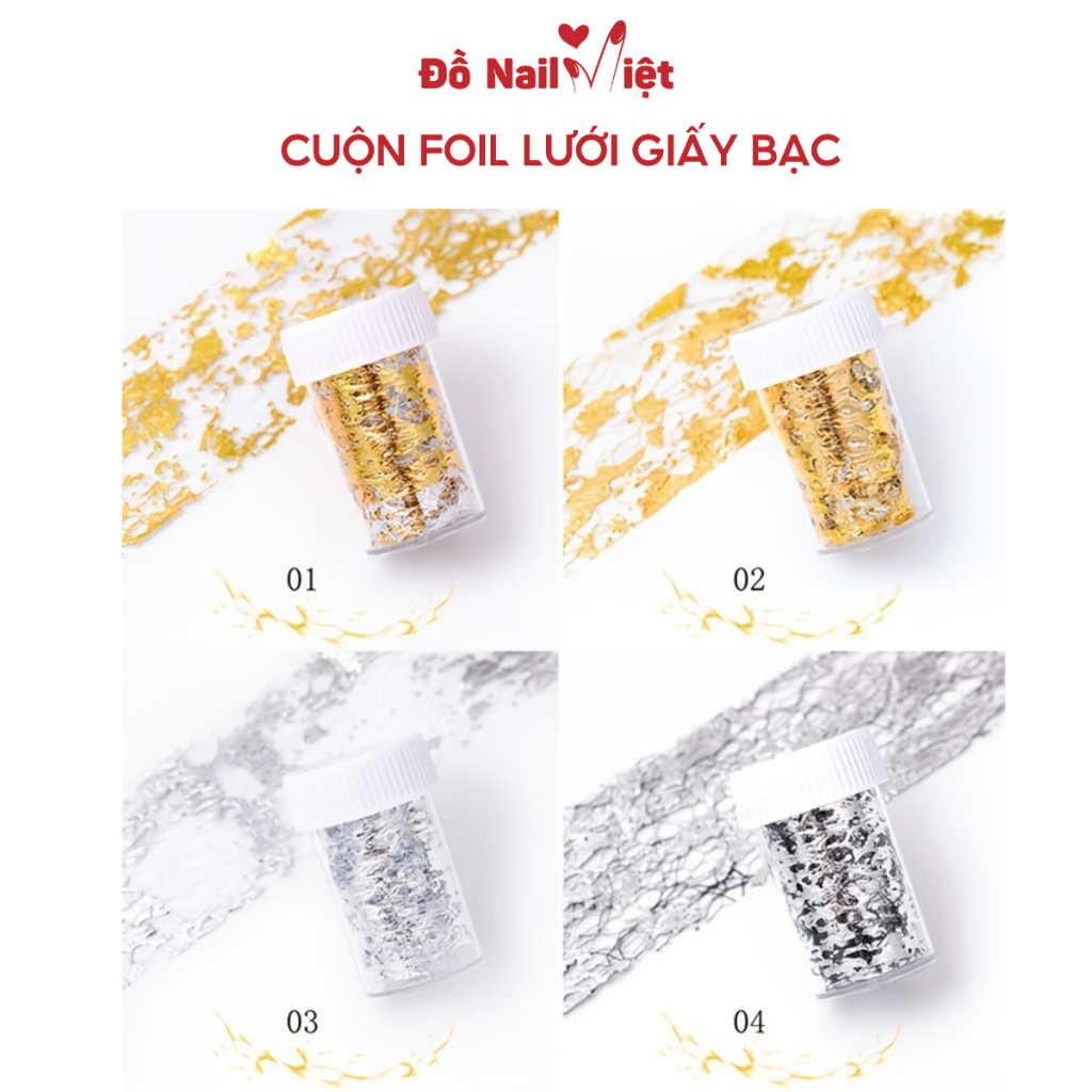 Cuộn foil lưới giấy bạc dùng đắp ẩn, trang trí móng-ĐỒ NAIL VIỆT