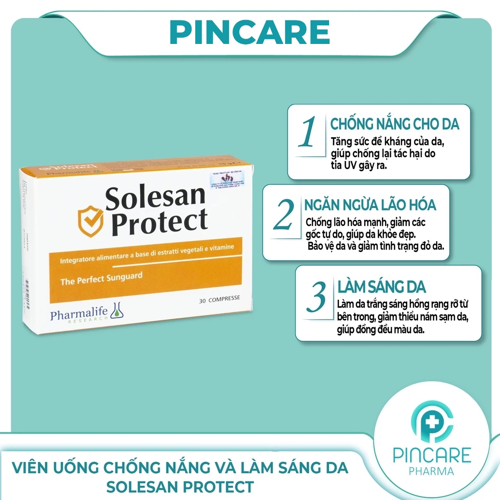 Viên uống chống nắng và làm sáng da SOLESAN PROTECT (30 viên) - Hàng chính hãng - PINCARE Health & Beauty