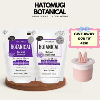 Gội xả HATOMUGI Nhật Bản kiềm dầu và làm phồng 400ml Gội xả táo đen kiềm dầu giảm rụng Dầu gội Nhật