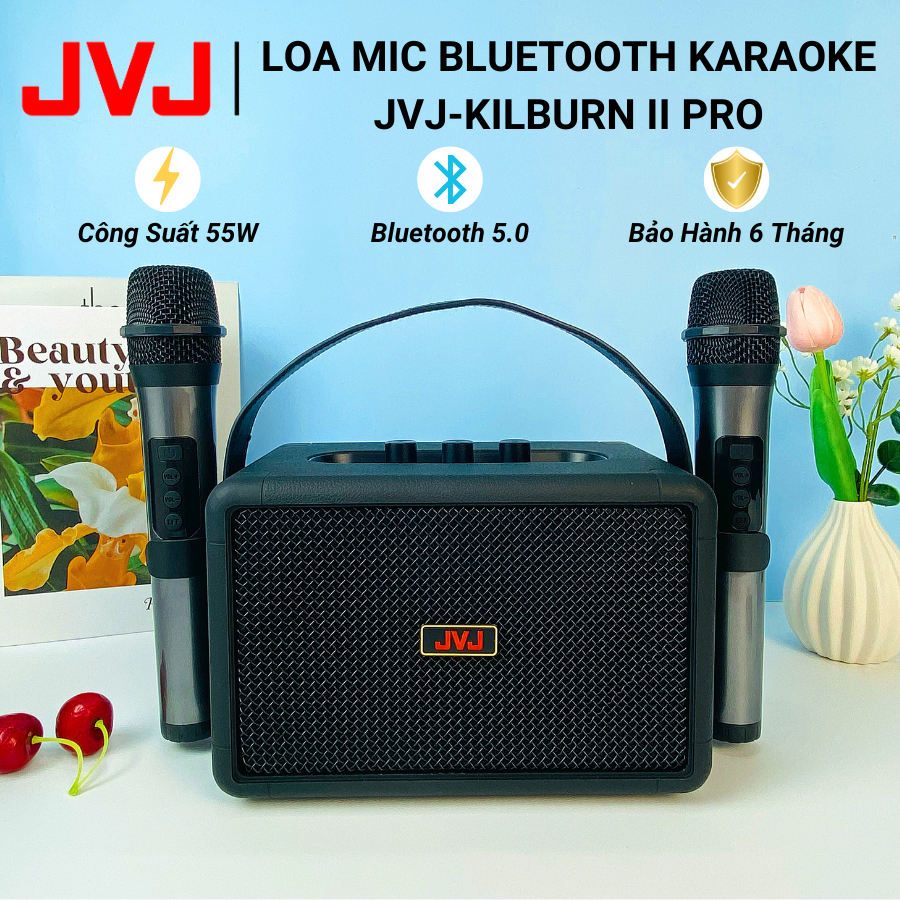 Loa Bluetooth Kèm Mic Hát Karaoke JVJ-KilBurn II Pro 2 Mic Công Suất 55W - Bảo Hành Chính Hãng 6Th