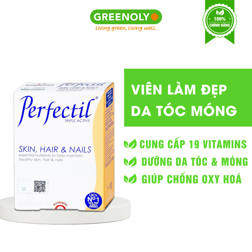 Viên Uống Làm Đẹp Da, Tóc & Móng Vitabiotics PERFECTIL Bổ Sung Biotin Và Vitamin Hộp 30 Viên