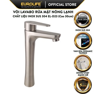 Vòi lavabo điếu nóng lạnh, inox sus 304 eurolife el-d23