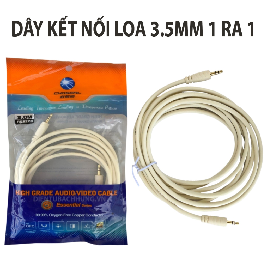 Dây nối loa đầu 3.5mm ra 2 đầu AV chính hãng CHOSEAL dùng cho smart tivi, Laptop, điện thoại..