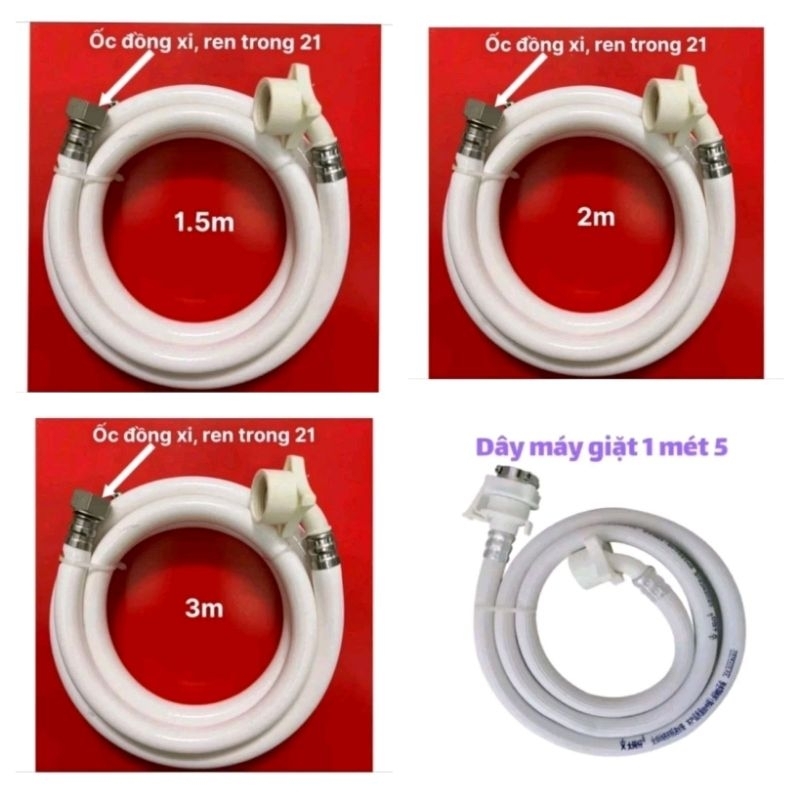 Dây cấp máy giặt đầu ren trong 21