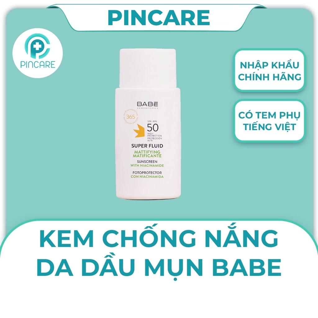 Kem chống nắng da dầu mụn BABE Super Fluid Mattifying Sunscreen (chữ XANH) - Hàng chính hãng - PINCARE Health & Beauty