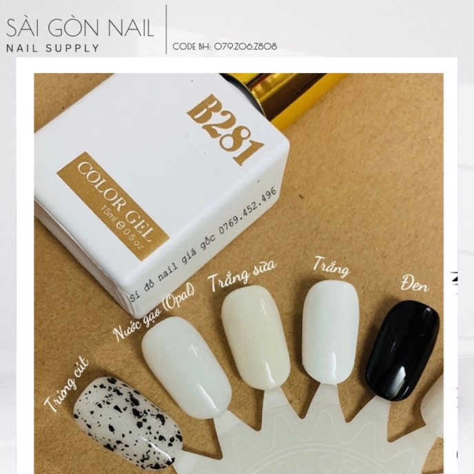Sơn Gel Đen, Trắng , Ngà , Gạo B281 15ml Chính Hãng [sài Gòn Nail]