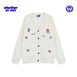 Áo cardigan thêu Whether Or Not Signature áo khoác unisex nam nữ nỉ ép Notebook