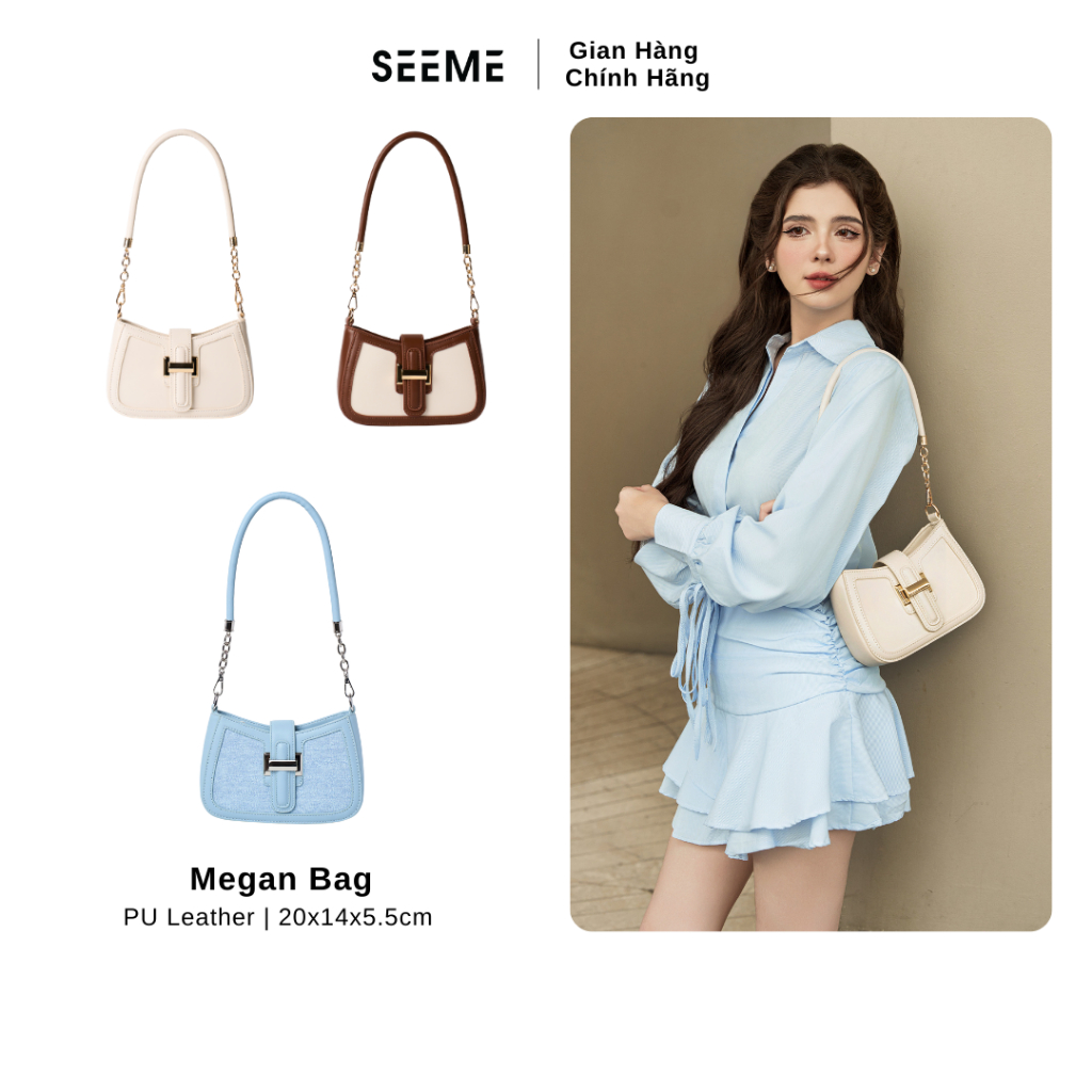 Túi kẹp nách nữ cao cấp phối xích SEEME Megan Bag