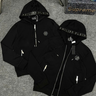 Áo Khoác Hoodie Nam Philipp Plein ĐÍnh Logo Kim Loại Trên Mũ Siêu Chất - Áo Khoác Hoodie Nam Nữ Philipp_Plein 