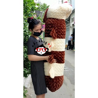Gấu bông gối ôm con sâu khổng lồ vải lông xoắn hoa hồng