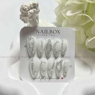  L071 Nailbox thiết kế màu trắng sữa nước gạo vẽ gel nổi 