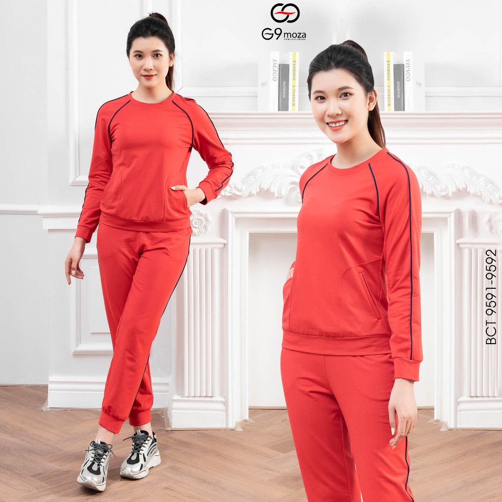 Bộ cotton dài tay 9591 G9moza, chất cotton da cá mềm mịn
