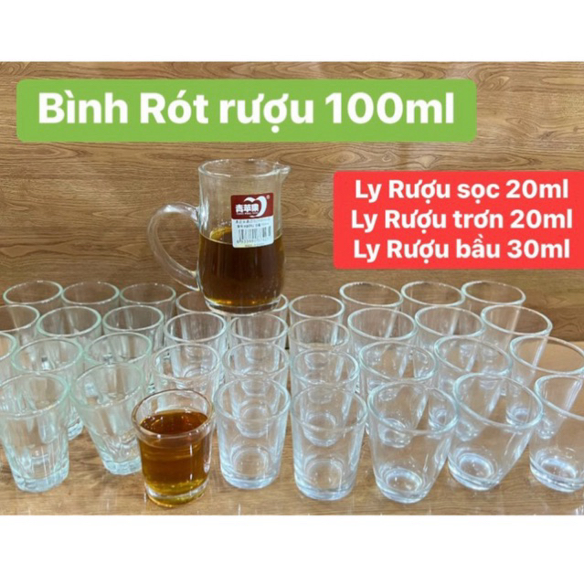 Set 12 Ly Rượu Thủy Tinh-Ly Sọc-Ly Trơn -Ly Bầu - Ly Rượu Mắt Trâu- Thường Sử Dụng (20ML-30ML)