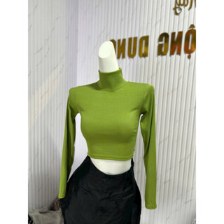 ÁO CỔ LỌ 7cm CROPTOP dáng NGẮN. Chất THUN TĂM LẠNH, co giãn, tôn dáng, Ủ KEM Nữ