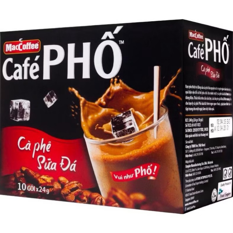 CAFE SỮA ĐÁ HỘP 240G/CAFE ĐEN ĐÁ HỘP 160G - CÀ PHÊ PHỐ Maccoffee Café