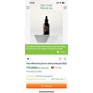 (Chính hãng-Date 2027) SERUM DƯỠNG TRẮNG DA HANAYUKI(HANA WHITENING)
