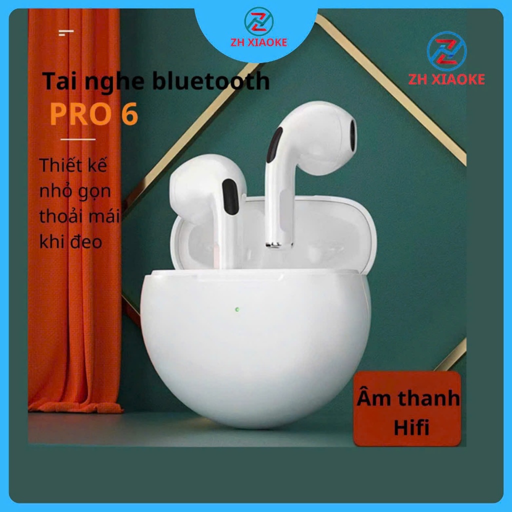 Tai nghe Bluetooth không dây Pro 6 ZH XIAOKE,Tích Hợp Chất Lượng âm Thanh Hifi Tai Nghe Giảm Tiếng ồ
